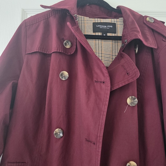 Women's Burgundy Trench Coat - Picture 2 of 6